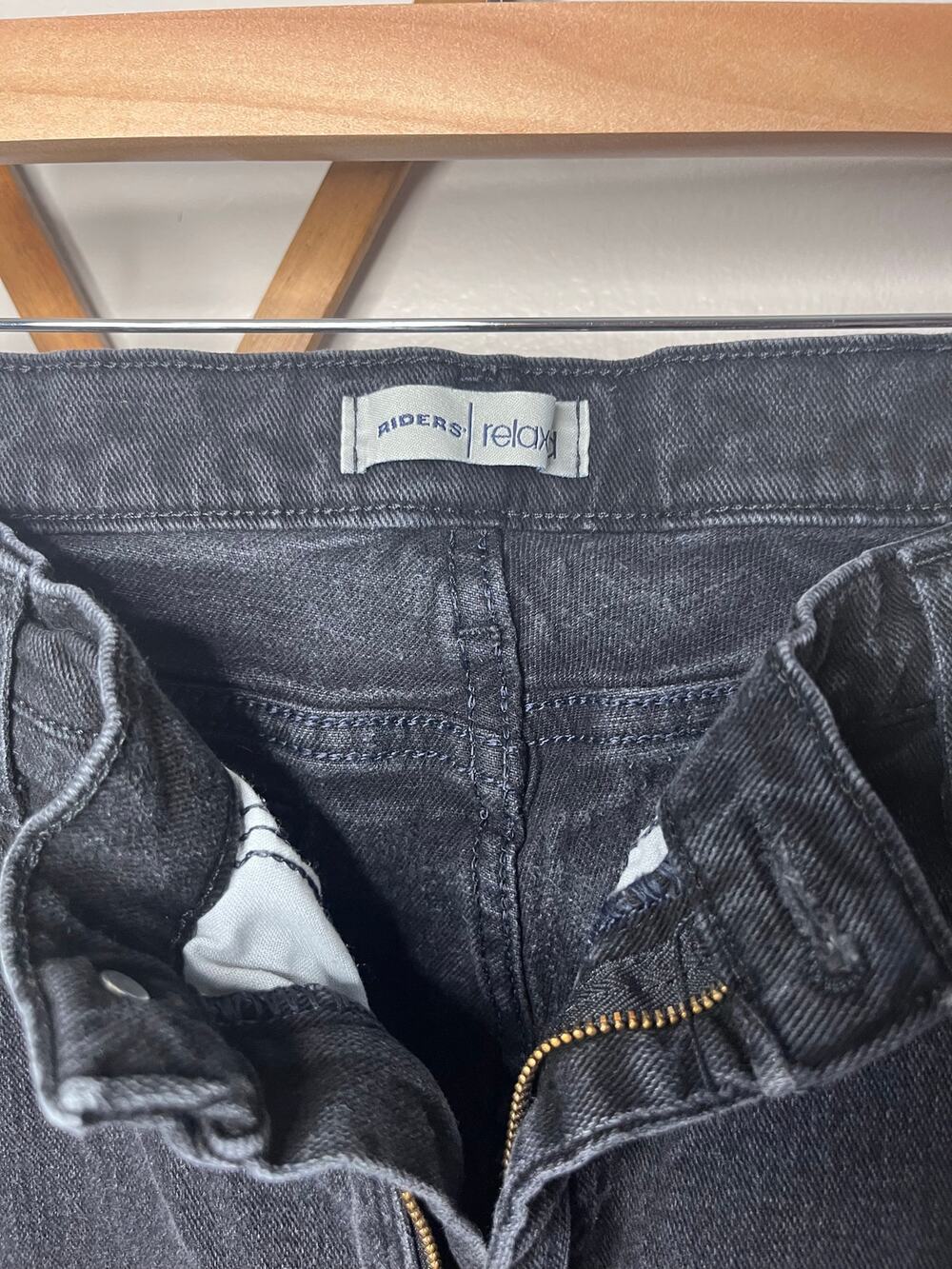 RIDERS BY LEE Black Straight Leg Denim Jeans Women Size 14 Medium